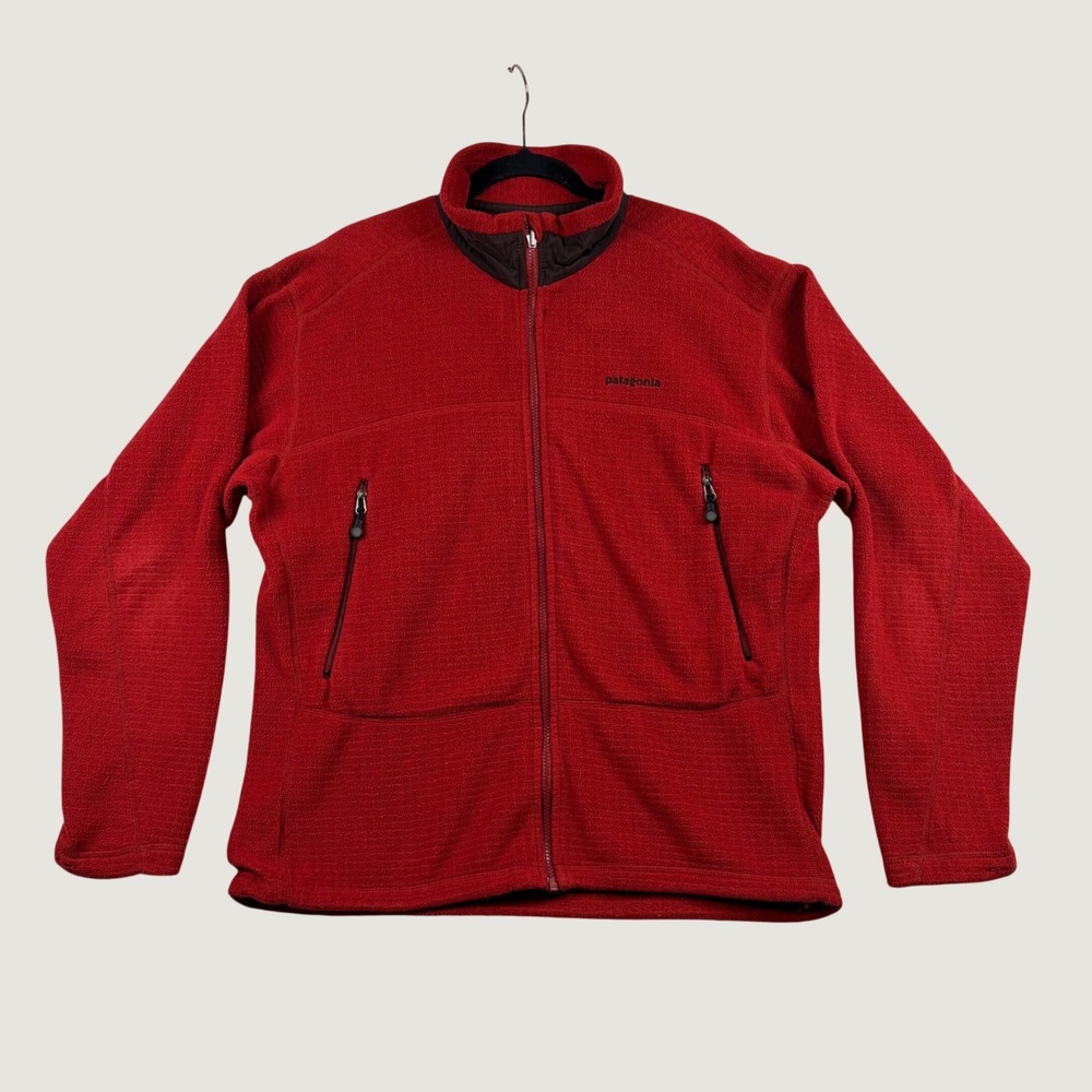 Patagonia R2 Regulator Fleece Jacket Mens Full Zip Grid Red L Outdoor Hiking